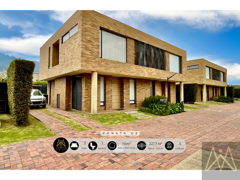 casa esquinera para venta de dos niveles en chia