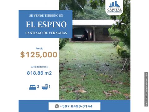 se vende terreno de 81886m2 en el espino santiago veraguas