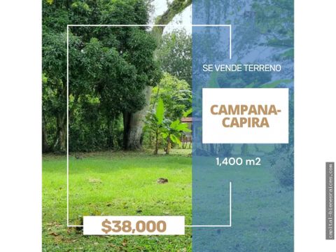 se vende lote de 1400m2 en campana capira