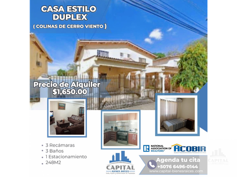 casa estilo duplex colinas de cerro viento