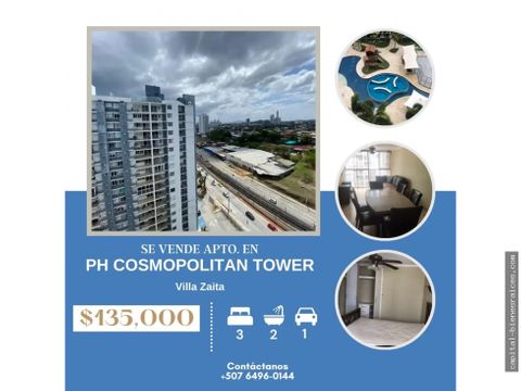 se vende apartamento en ph cosmopolitan towers transismica