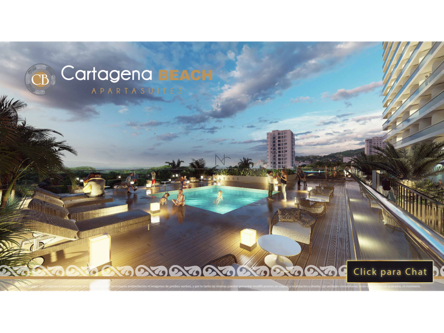 venta aparta suite de lujo vista al mar cartagena beach resort crespo