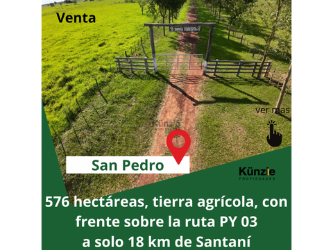 se vende campo de casi 580 has a 18 km de santani