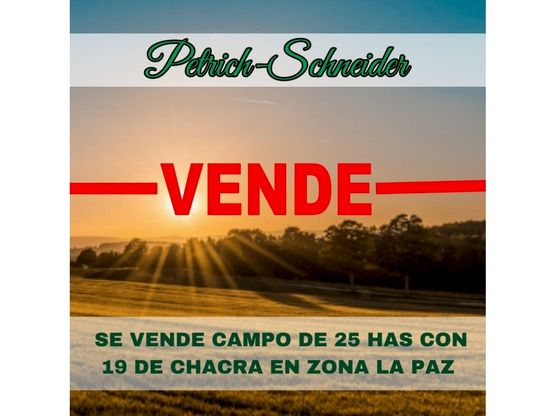 Se vende campo de 25 has con 19 has de chacra en zona La Paz