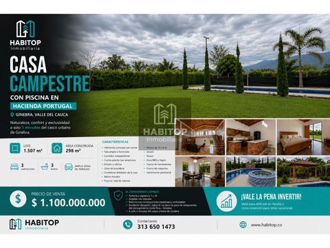 casa campestre con piscina en venta hacienda portugal ginebra valle