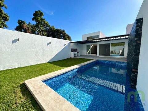 casa nueva de un nivel con alberca y jardin privados en venta