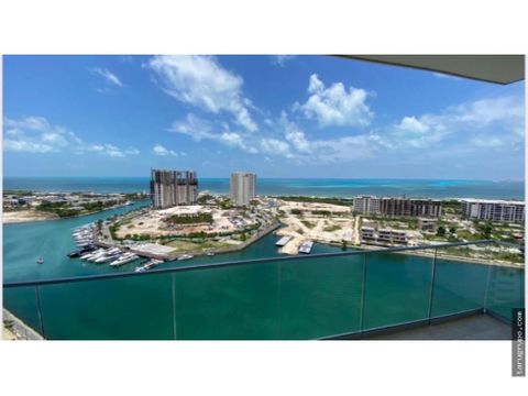 departamento de 3 recamaras en puerto cancun con vista al mar piso 19