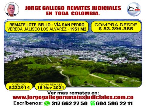 remate lote bello vereda jalisco los alvarez 1951 m2