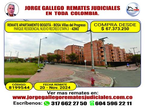 remate apartamento bogota bosa parque residencial nuevo recreo