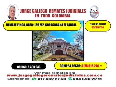 rematefincaarea 139 m2 copacabana el zarzal