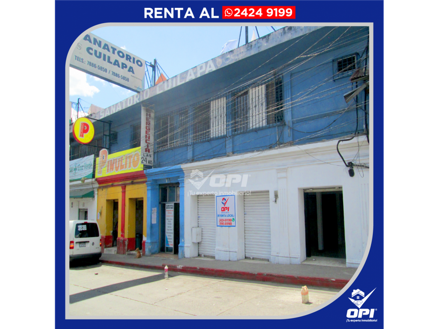 rento atractivo y amplio local comercial en avenida principal cuilapa