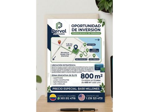 2609 2 lotes de 400 mts2 cu 400m un regalo