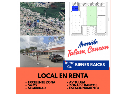 renta local comercial cancun av tulum sm 20 18900 mil iva 54m2