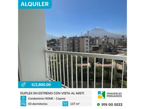 en alquiler amplio duplex con vista al misti