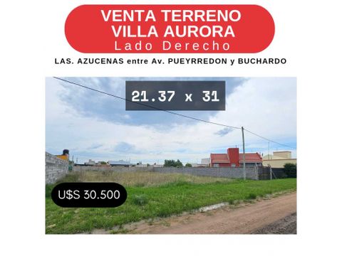 venta terreno lado derecho villa aurora